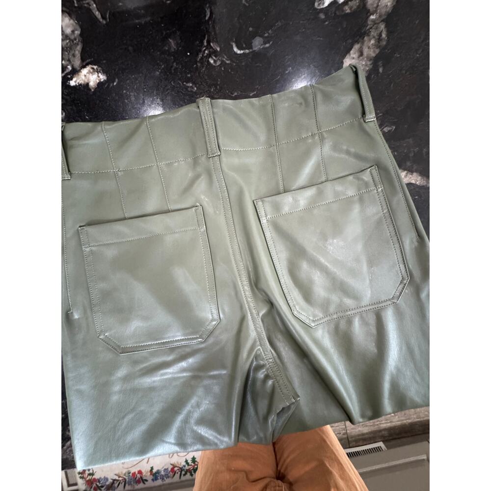 NEW w/Tags Anthropologie Maeve The Colette Wide-Leg Faux Leather Pants 27 Green - Picture 8 of 9